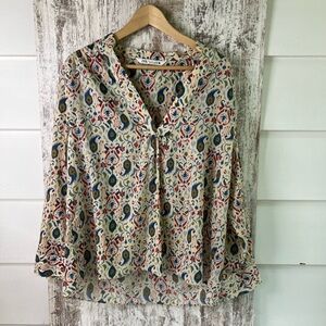 Zara Pink and Red Tie Front Sailor Collar Blouse